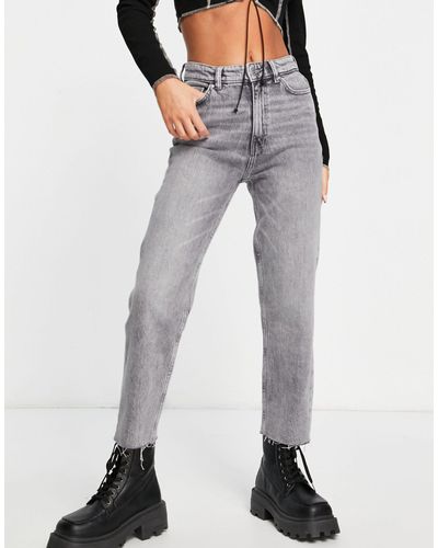 ONLY Emily - Jeans Met Rechte Pijpen En Onafgewerkte Zoom - Grijs