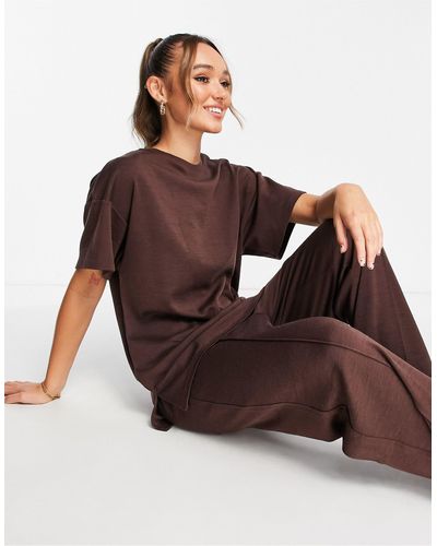 Lindex Premium Wool Oversized Lounge T-shirt - Brown