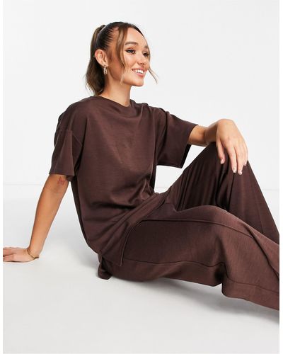 Lindex Premium - t-shirt confort oversize en laine - Marron