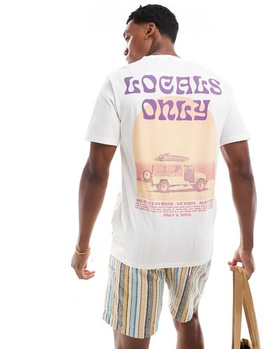 Only & Sons Regular Fit T-shirt With Locals Back Print - White