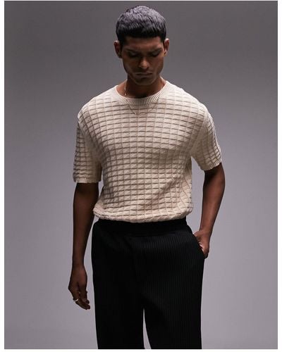 TOPMAN Relaxed Textured Knit Short Sleeve T-shirt - Black