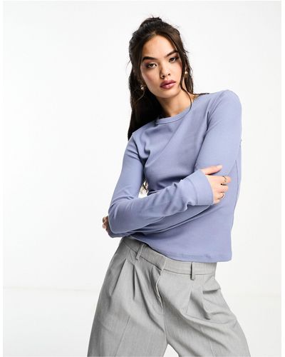 & Other Stories Ribbed Long Sleeve Top - Blue