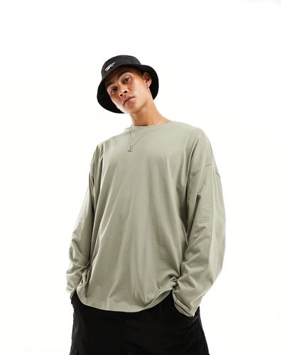 ASOS Oversized Long Sleeve T-shirt With Crew Neck - Green