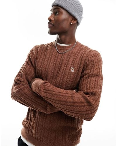 Abercrombie & Fitch Icon Logo Merino Wool Knit Jumper - Brown