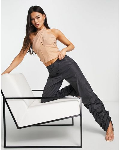 Missguided Top estilo corsé con cuello halter - Marrón