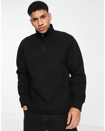 TOPMAN Sweatshirt Met 1/4 Rits - Zwart