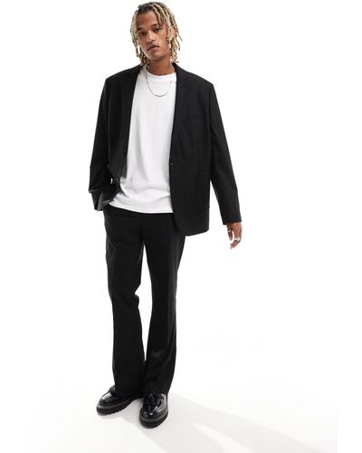 ASOS – ausgestellte anzughose mit hohem bund - Schwarz