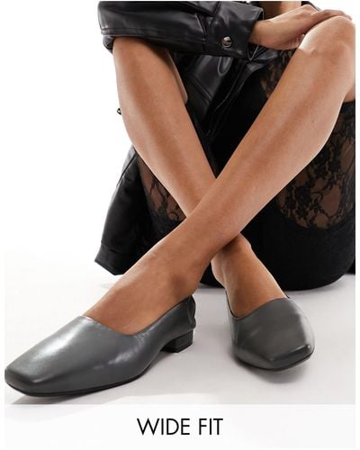 Simply Be Square Toe Ballet Court Shoes - Black
