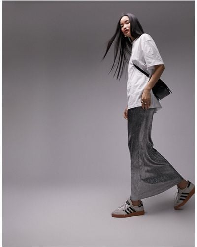 TOPSHOP Textured Maxi Skirt - Grey