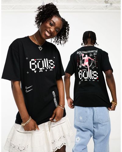 Nike Basketball Nba Chicago Bulls Max 90 - Uniseks T-shirt Met Grafische Print Op - Zwart