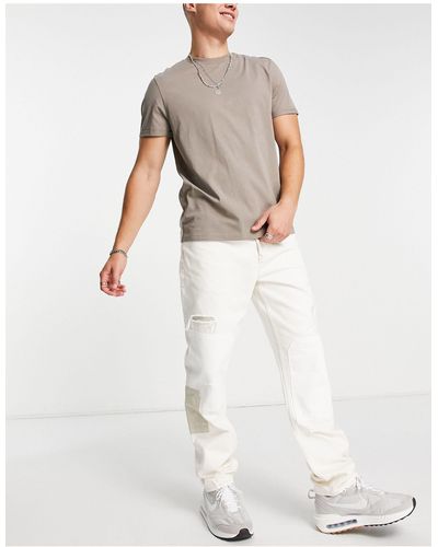 River Island – locker geschnittene flicken-jeans - Weiß