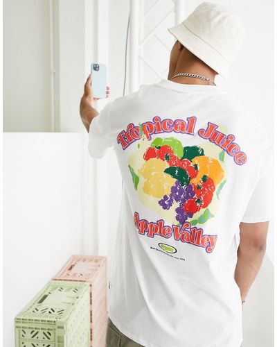 Pull&Bear Graphic Fruit Back Print T-shirt - White