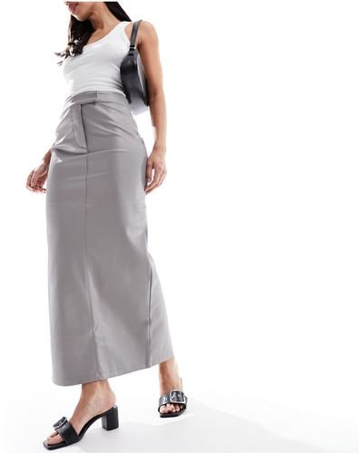 River Island Tailored Faux Leather Midaxi Skirt - White