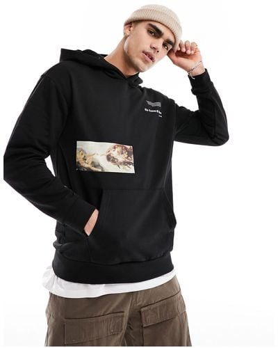 Only & Sons Relaxed Fit Hoodie With Michel Angelo Print - Black