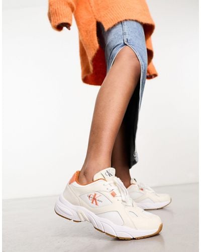 Calvin Klein Retro Runner Lacer Up Sneakers - White