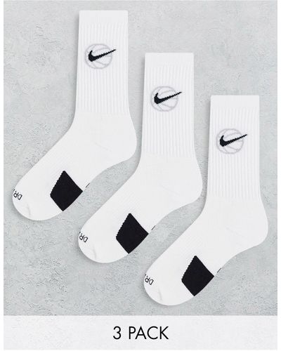 Nike Basketball Confezione da 3 paia di calzini bianchi - Bianco