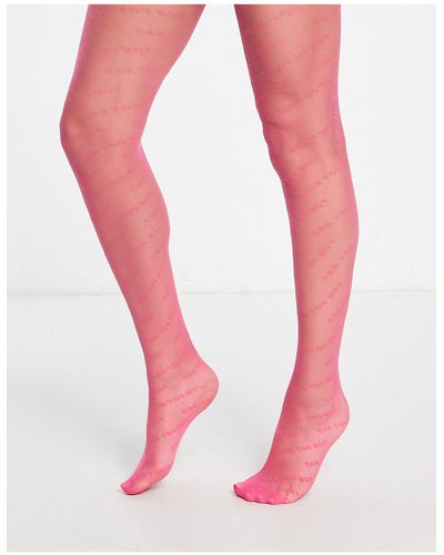 Skinnydip London Sheer Tights With 'can You Not' Wavy Slogan - Pink