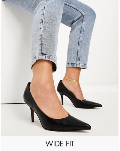 ASOS Wide Fit Sienna Mid Heeled Court Shoes - Blue