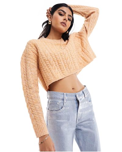 ASOS Boxy Crop Cable Jumper - Blue