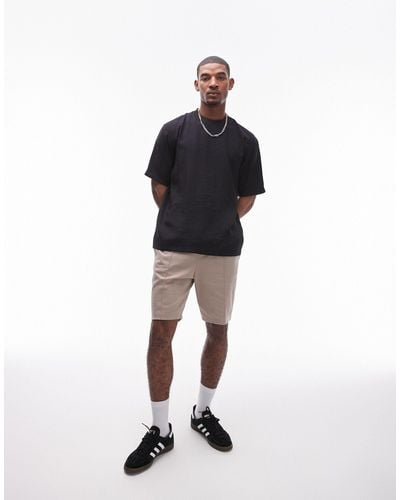 TOPMAN Woven Oversized Fit T-shirt With Mid Sleeve - Black