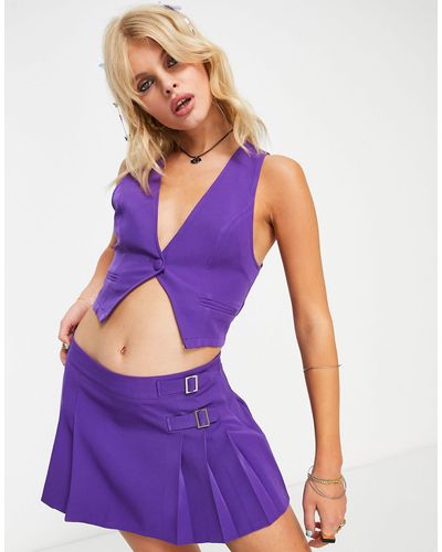 Reclaimed (vintage) Inspired Button Front Top Co-ord - Purple