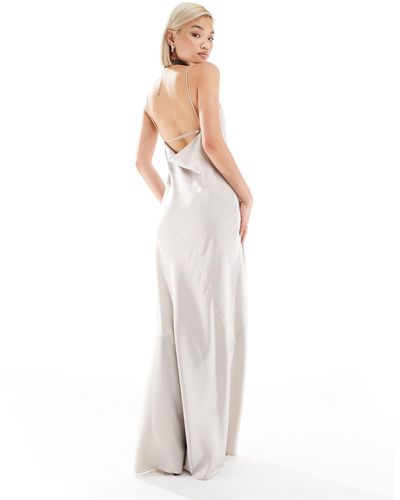 Weekday Lava Satin Midi Slip Dress With Seam Detail - White