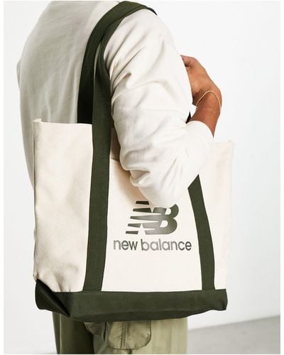 New Balance Tote Tas Van Canvas Met Logo En Groen - Meerkleurig