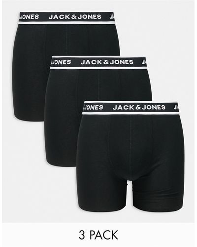 Jack & Jones 3 Pack Long Trunks - Black