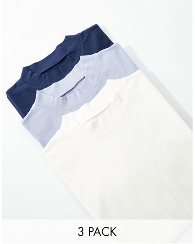 ASOS 3 Pack Oversized Turtle Neck T-shirt - Blue