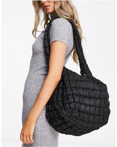 Glamorous Oversized Padded Shoulder Bag - Black