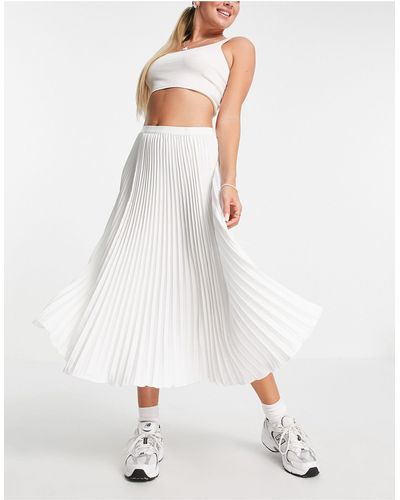 French Connection Pleated Midi Skirt - White