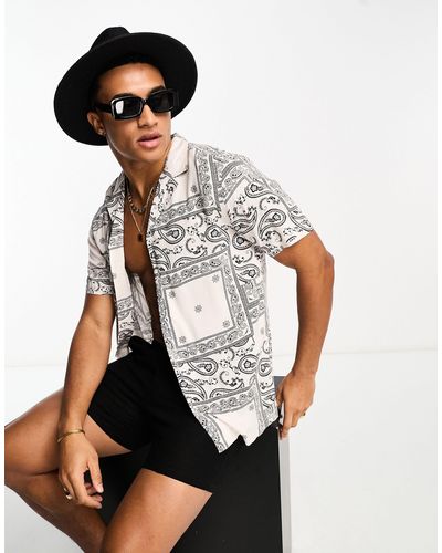 New Look Overhemd Met Paisley-print En Reverskraag - Zwart