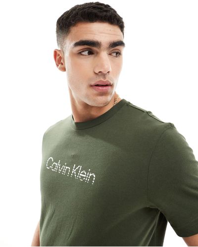Calvin Klein Jeans - t-shirt oliva con logo sfumato - Verde