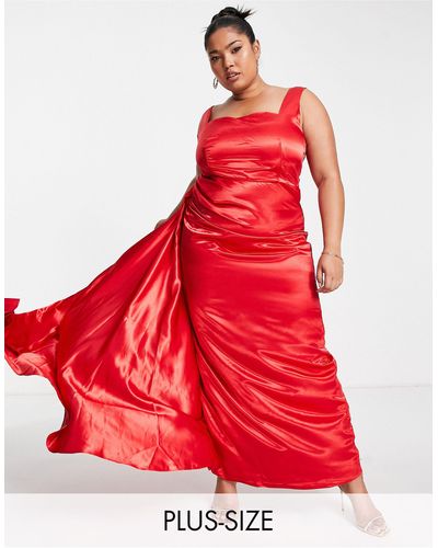 Yaura Sweetheart Drape Maxi Dress - Red