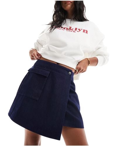 Whistles Mini Skirt With Side Pocket - Blue