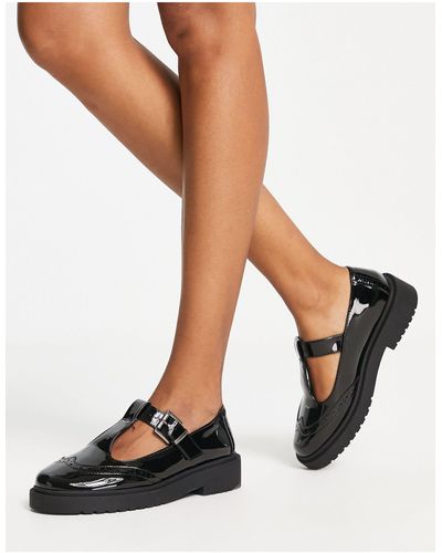 ASOS Maisie Mary Jane - Platte Lakleren Schoenen Met Dikke Zool - Zwart