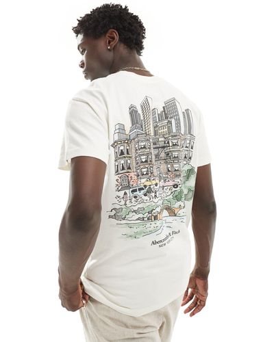 Abercrombie & Fitch Camiseta blanca holgada con estampado trasero "new york city" - Blanco
