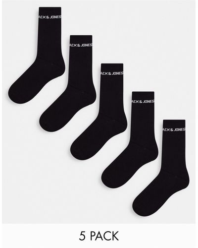 Jack & Jones 5 Pack Logo Sports Socks - Black