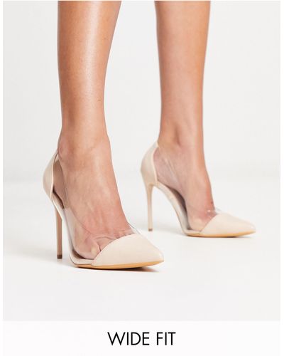 Truffle Collection Zapatos en punta con tacón y diseño transparente - Blanco