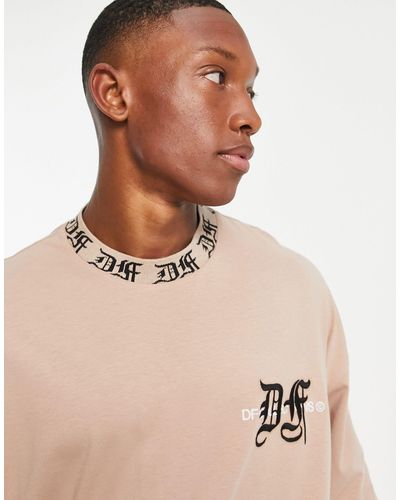 ASOS Asos - Dark Future - Oversized T-shirt Met Lange Mouwen, Logo - Naturel