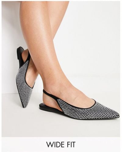 ASOS Wide Fit Lala Pointed Slingback Flats - Black