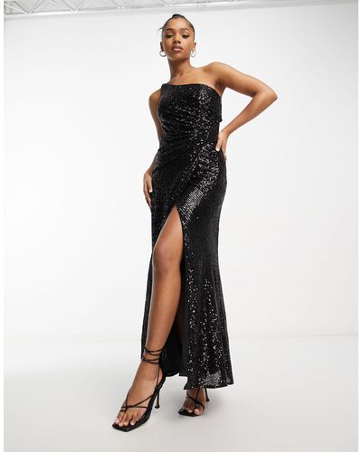 Forever New One Shoulder Cut-out Sequin Maxi Dress - Black