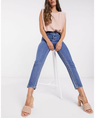 Vero Moda – mom-jeans mit hohem bund - Blau