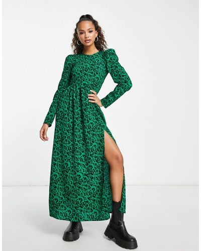 Monki Long Sleeve Dress - Green