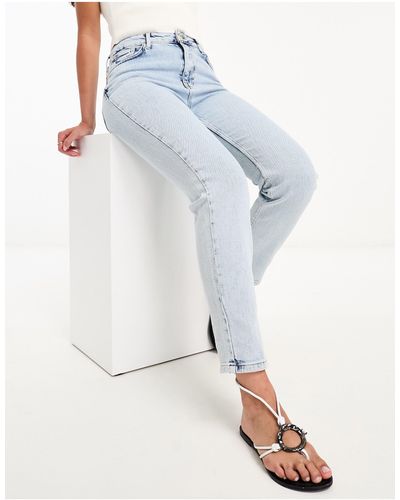River Island Smalle Mom Jeans Met Hoge Taille - Blauw