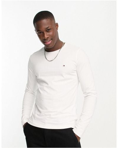 Tommy Hilfiger Cotton Icon Logo Stretch Slim Fit Long Sleeve Top - White
