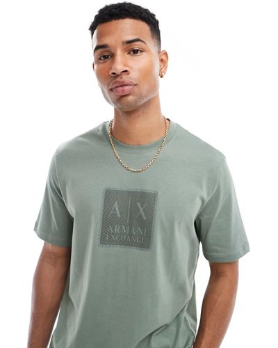 Armani Exchange T-shirt With Square Logo - Green