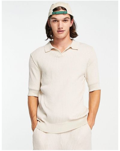 Sixth June Rib Knitted Polo - White