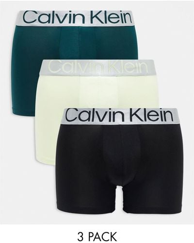 Calvin Klein Cotton Steel Set Van 3 Micro Boxershorts Met Stretch - Meerkleurig