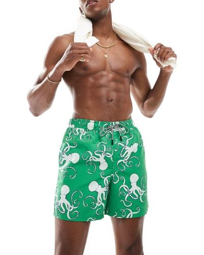 Jack & Jones Swim Shorts With Octopus Print - Green